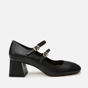 Women’s Leather Mary Jane Block Heel - Black