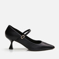 Women's Leather Mary Jane Heels Stiletto - Black