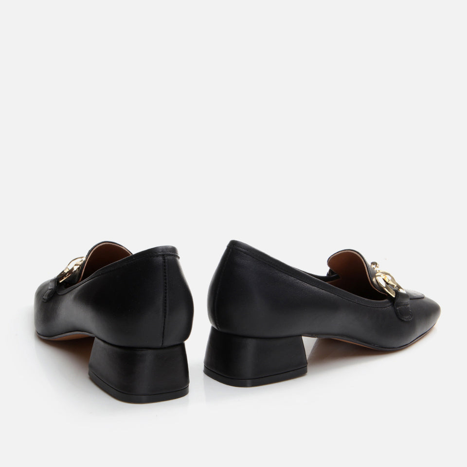 Women’s Leather Buckle Loafer - Black