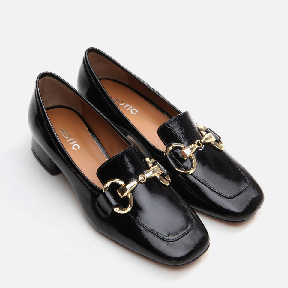 Women’s Rugan Leather Buckle Loafer - Black