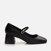 Women’s Leather Mary Jane Block-Heel Shoes - Black