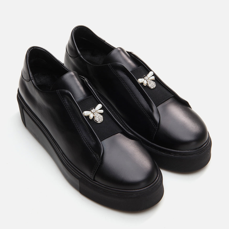 Women’s Leather Trainers - Black