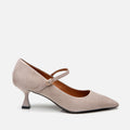 Women's Suede Mary Janes Stiletto - Taupe