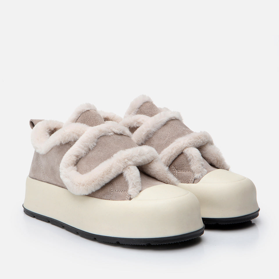 Women’s Leather Trainers - Taupe