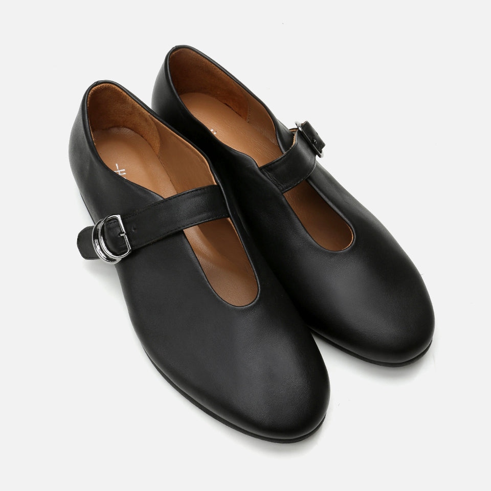 Women’s Leather Mary Jane Flats - Black