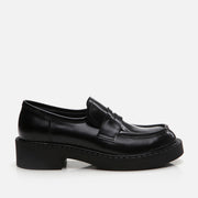 Leather Women’s Black Loafer Shoes - Black