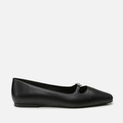 Women’s Leather Mary Jane Black Flats - Black