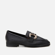 Women’s Leather Casual Buckle Loafers – Black
