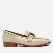 Women’s Leather Casual Buckle Loafers – Ecru