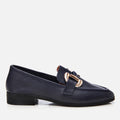 Women’s Leather Casual Buckle Loafers – Navy