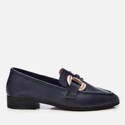 Women’s Leather Casual Buckle Loafers – Navy