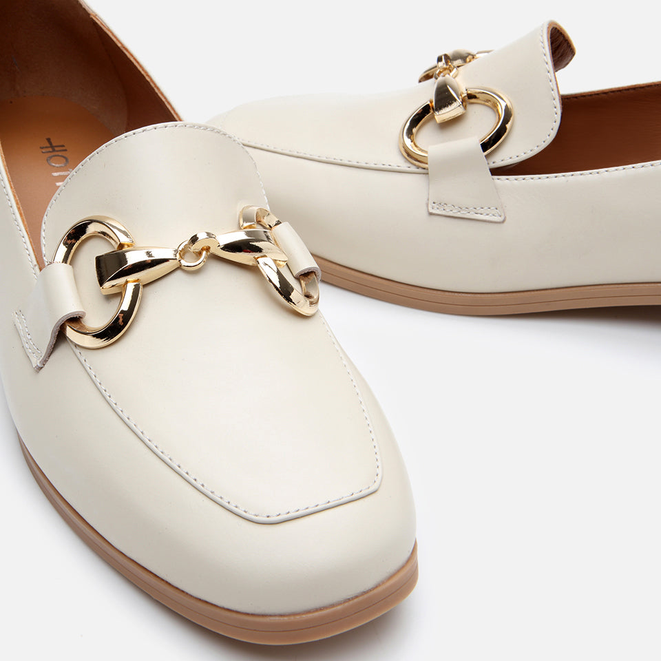 Women's Leather Loafer - Ecru