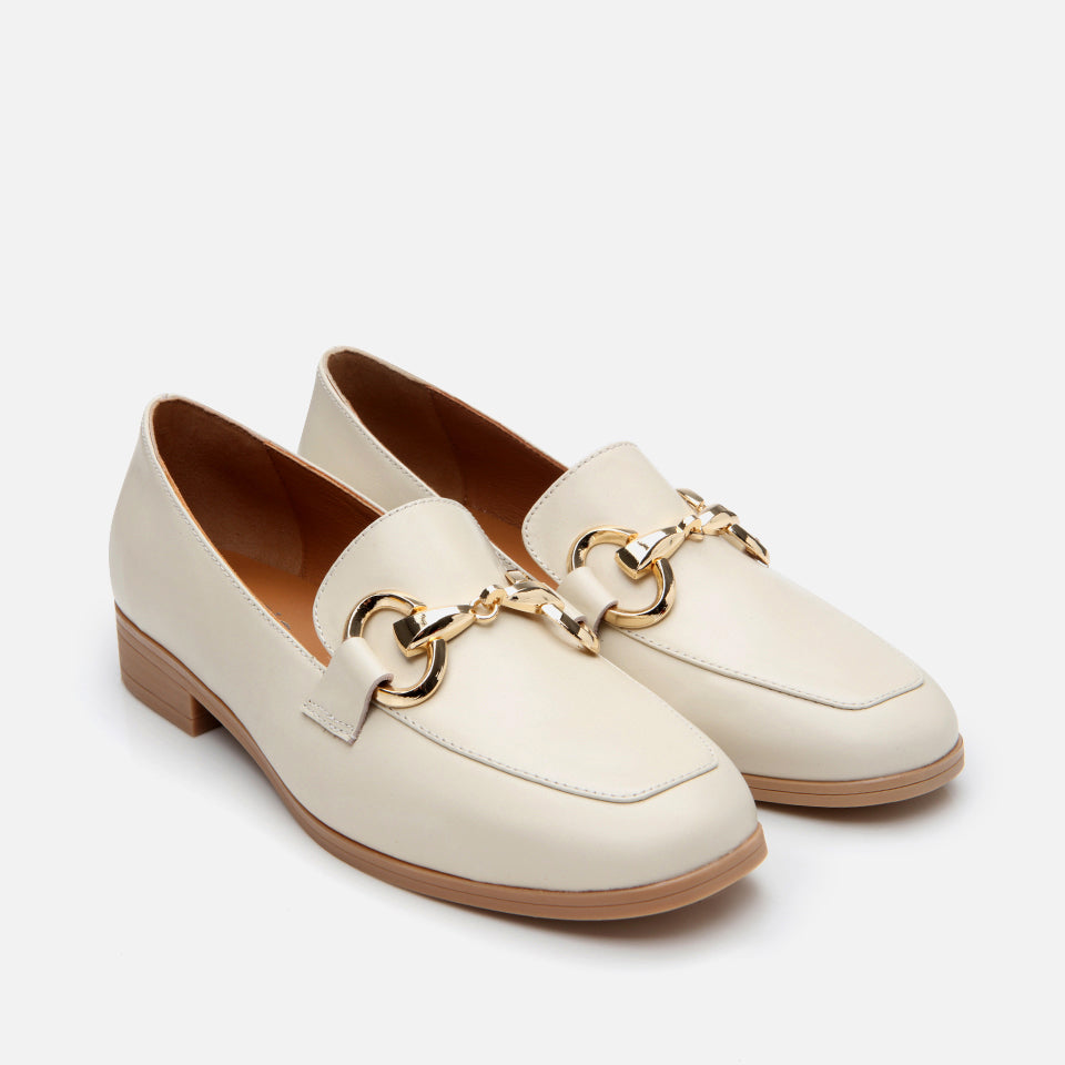 Women's Leather Loafer - Ecru