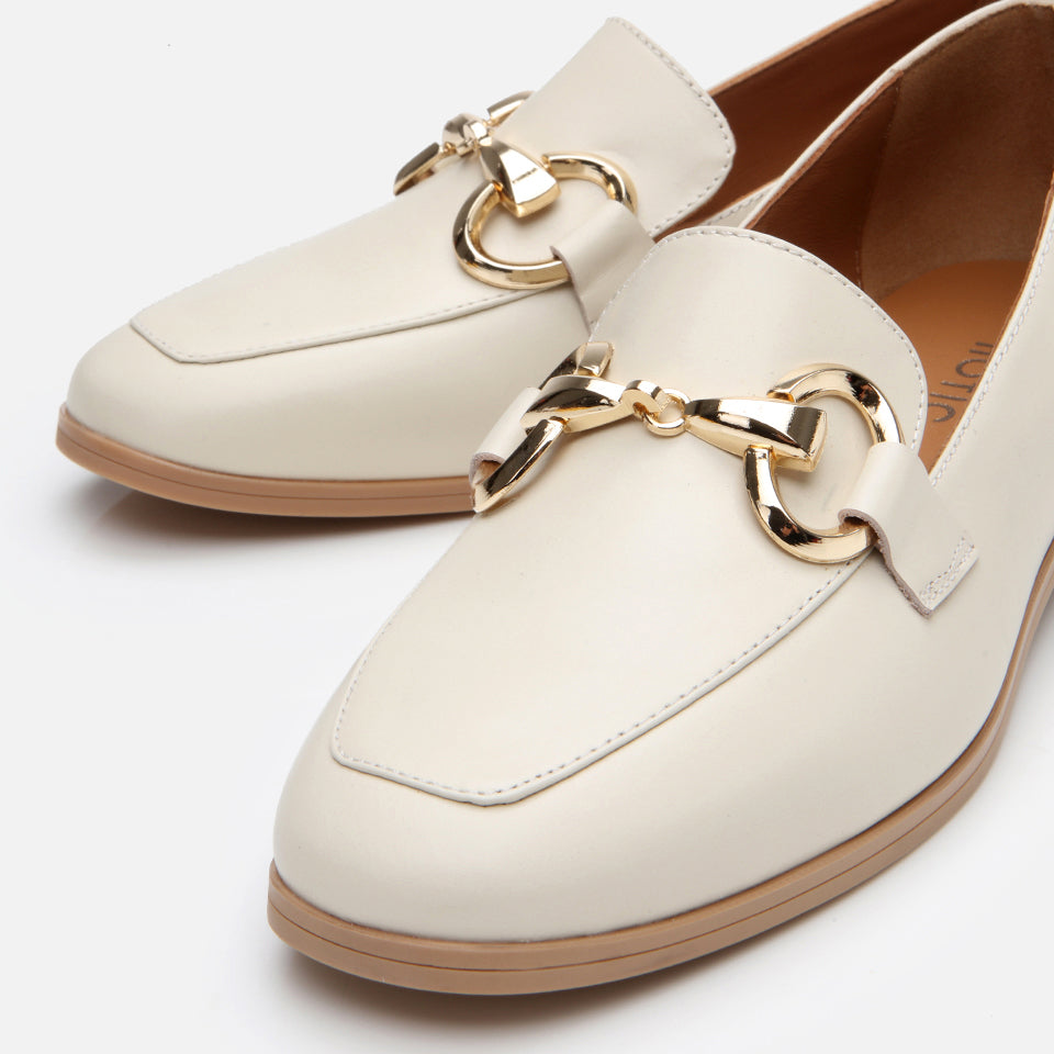 Women's Leather Loafer - Ecru