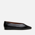 Women's Rugan Leather Flats - Black