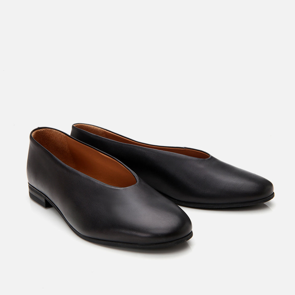 Women’s Leather Flats - Black
