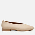 Women's Leather Nude Flats - Beige