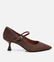 Women’s Suede Leather Mary Jane Stiletto - Brown