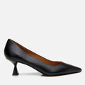 Women's Leather Flexible Sole Stiletto Heels - Black