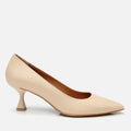 Women's Leather Flexible Sole Stiletto Heels - Beige