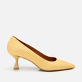 Women's Leather Flexible Sole Stiletto Heels - Yellow
