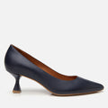 Women's Leather Flexible Sole Stiletto Heels - Navy