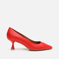 Women's Leather Flexible Sole Stilettos - Red