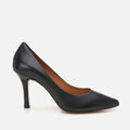 Women's Leather High-Heeled Stilettos - Black