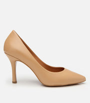 Women’s Leather High-Heeled Stiletto - Beige