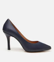 Women’s Leather High-Heeled Stiletto - Navy
