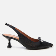Women's Leather Stiletto Heels - Black