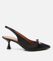 Women's Leather Stiletto Heels - Black