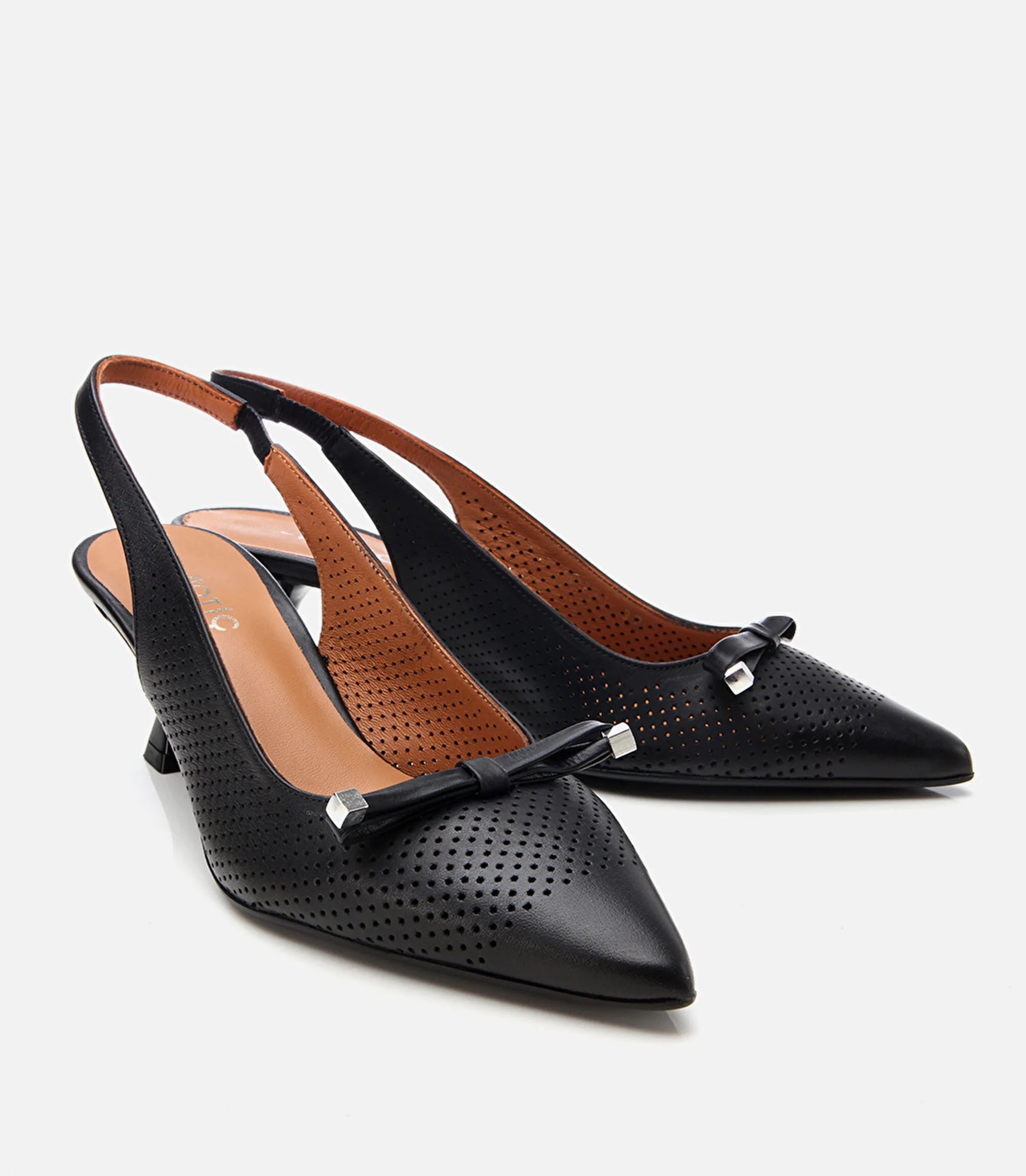 Women's Leather Stiletto Heels - Black