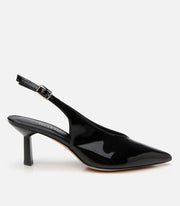 Women's Leather Stiletto Heels - Black