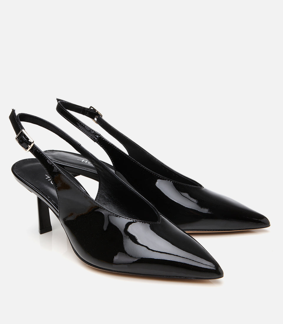 Women's Leather Stiletto Heels - Black