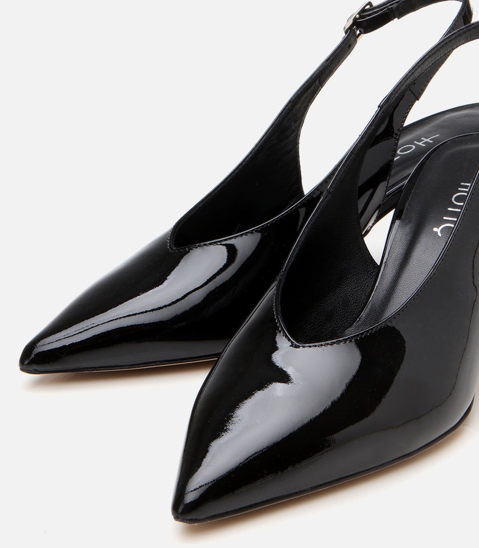 Women's Leather Stiletto Heels - Black