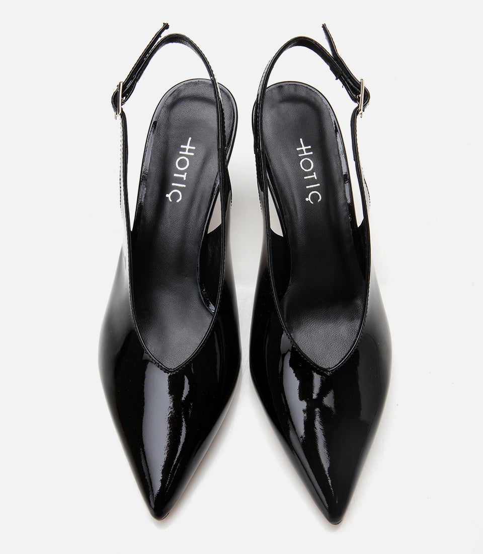 Women's Leather Stiletto Heels - Black