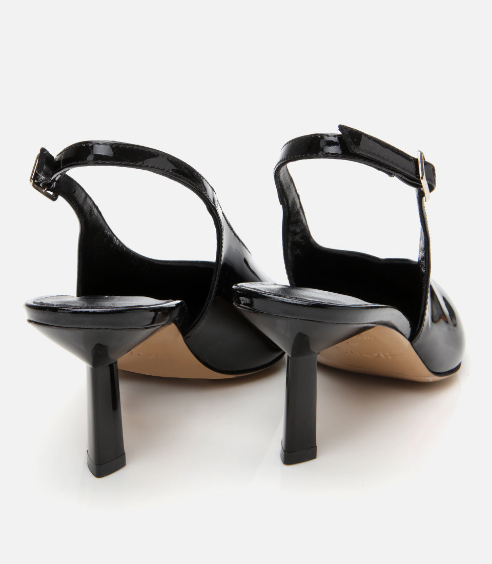 Women's Leather Stiletto Heels - Black