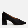 Women's Suede Block-Heel Shoes - Black