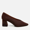 Women's Suede Block-Heel Shoes - Brown
