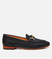 Women’s Leather Buckle Classic Loafer - Black