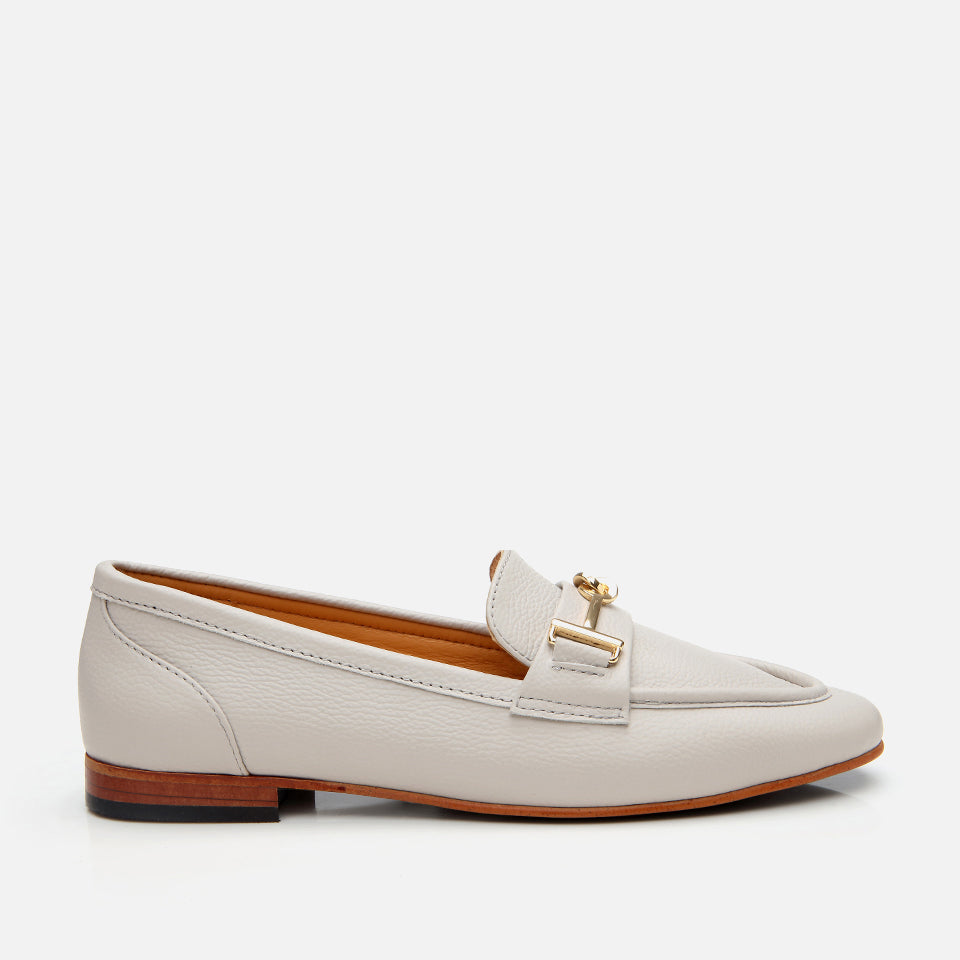 Women’s Leather Buckle Classic Loafer - Ecru
