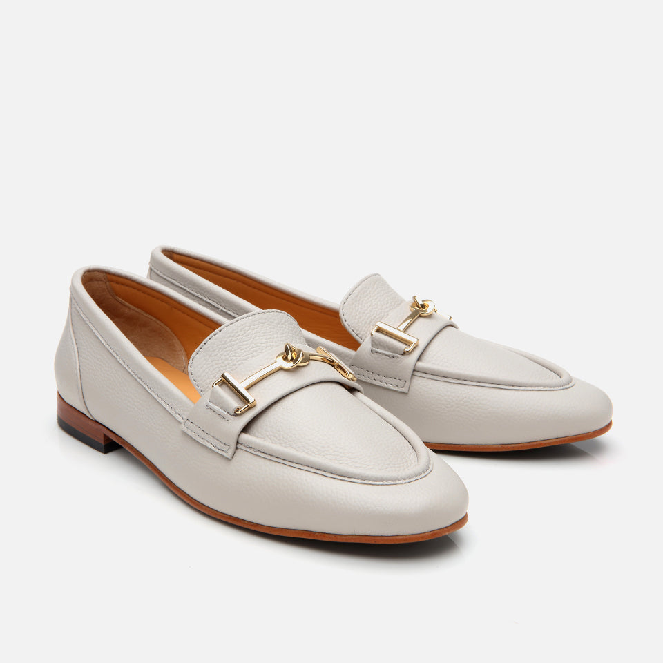 Women’s Leather Buckle Classic Loafer - Ecru