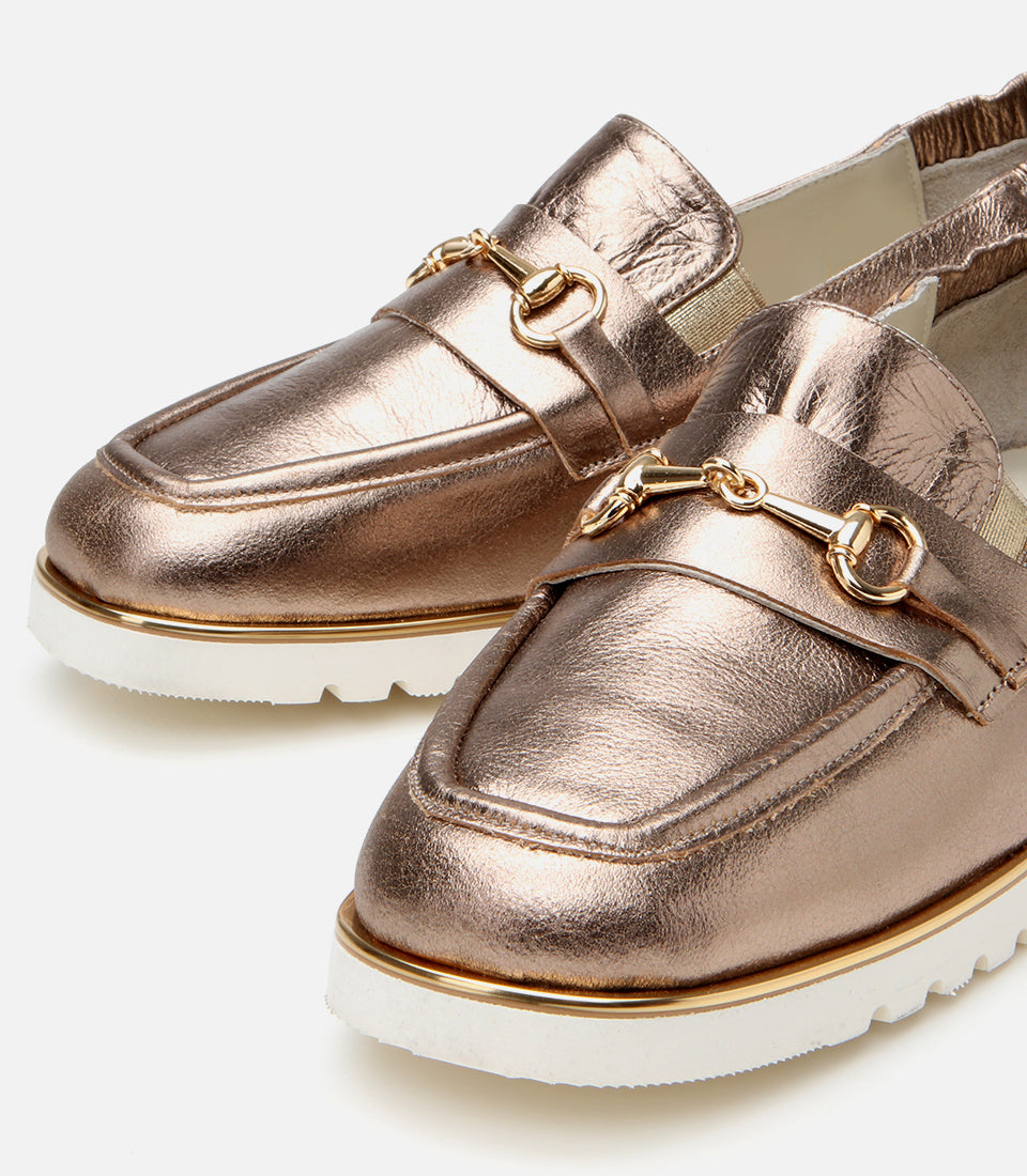 Women's Leather Loafer - Bronze