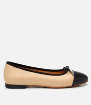 Women’s Leather Bej Flexible Sole Flats - Beige