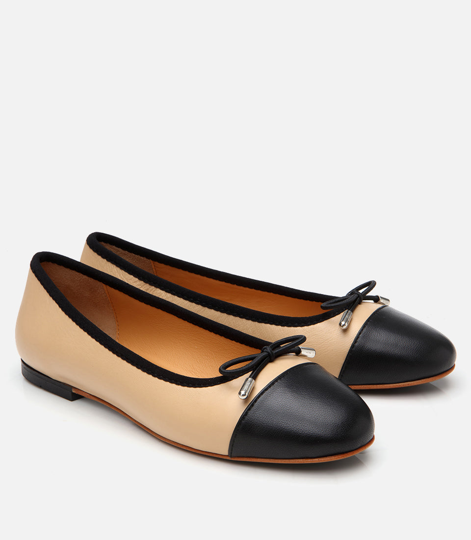 Women’s Leather Bej Flexible Sole Flats - Beige