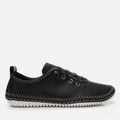 Women's Leather Lace-Up Flats - Black