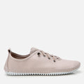 Women's Leather Lace-Up Flats - Taupe