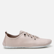 Women's Leather Lace-Up Flats - Taupe