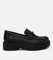 Women’s Leather Black Buckle Classic Loafer - Black